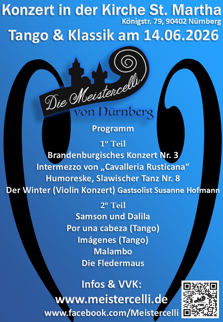 Konzert am 14.06.2026 in der St. Martha Kirche in Nürnberg Konzert am 14.06.2026 in der St. Martha Kirche in Nürnberg